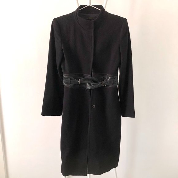 BCBGMaxAzria Jackets & Blazers - BCBG MAXAZRIA WOOL CASHMERE LEATHER BELT LONG COAT